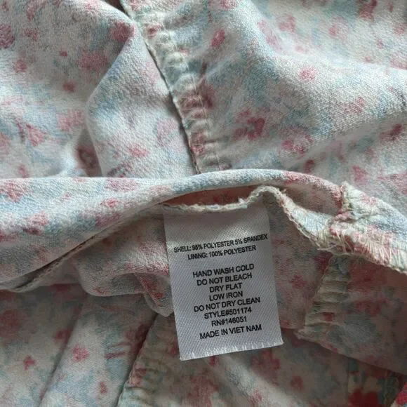 Floral Women's Dress A-Line Ruffle Straps Pink Small Monteau Los Angeles - Picture 7 of 11